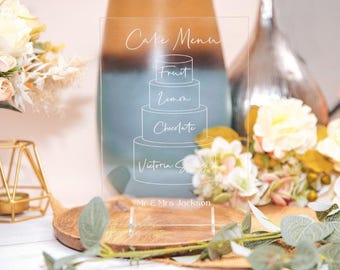 Wedding Cake Menu: Personalised Acrylic Dessert Sign (Multiple Sizes)
