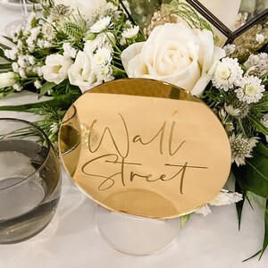 Gold Mirror Wedding Table Numbers - Custom Engraved Acrylic Circles image 4
