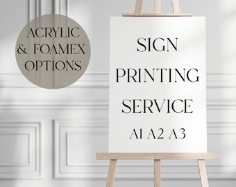 Print Your Own Wedding Signs, Welcome Sign Printing Service, Table Plan, Custom Signage, Any Colour, Print Your Own Artwork, A1, A2, A3