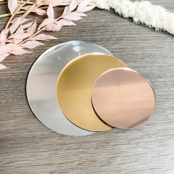 Mirror Blank Acrylic Circle Piece, 3mm Mirror Acrylic, Round Blank Plain Sign, Acrylic Blanks, Various Sizes In Silver, Gold, Rose Gold