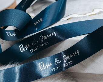 Luxury Wedding Ribbon - Custom Printed Satin Floral Ties