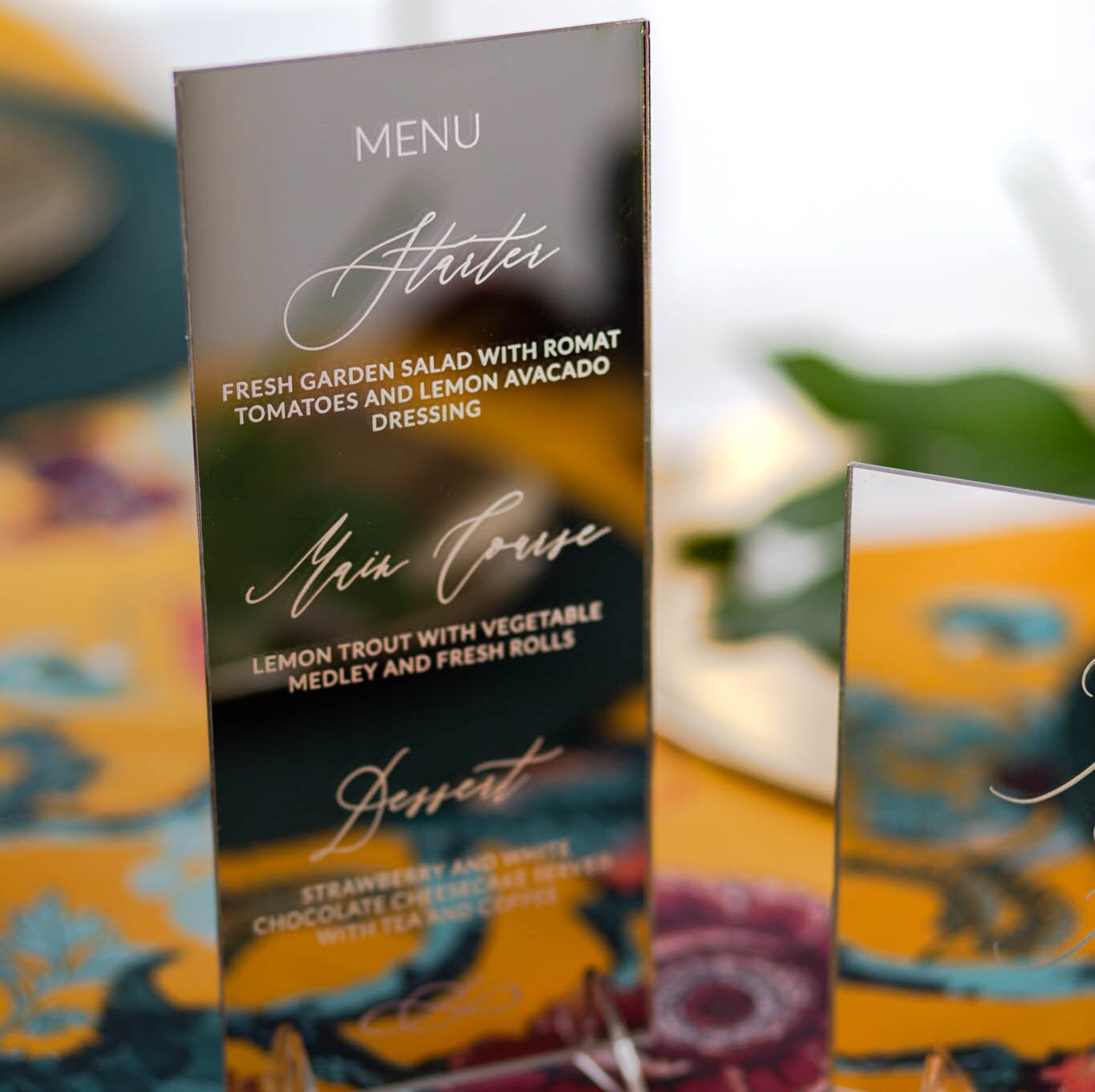 Mirror Menu Silver Mirror Wedding Menu DL Menu Wedding Etsy