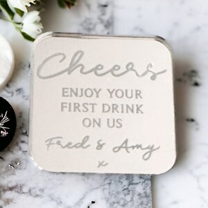 Personalised Wedding Favours, Drinks Token, Bespoke Favours, Free Drink Token for Wedding Guests, Favour Ideas, Engraved Acrylic Tokens image 5