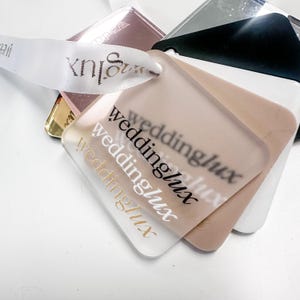 Wedding Sample Acrylic Material Colour Swatch, Wedding Décor Samples, Silver, Gold, Rose Gold Mirror, Black, White, Beige, Eco Friendly