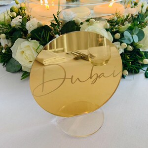 Gold Mirror Wedding Table Numbers - Custom Engraved Acrylic Circles image 5
