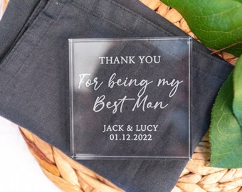 Personalised Best Man Thank You Gift, Groomsman, Usher Gift Ideas, Wedding Acrylic Engraved Keepsake, Thank You For Being My Best Man Favour