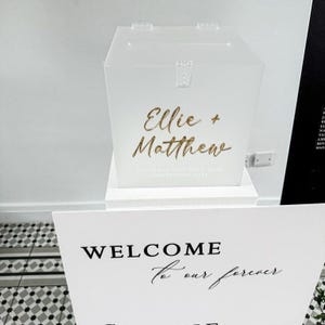 Wedding Card Post Box: Frosted Gold Acrylic - Lockable with 3D Lettering