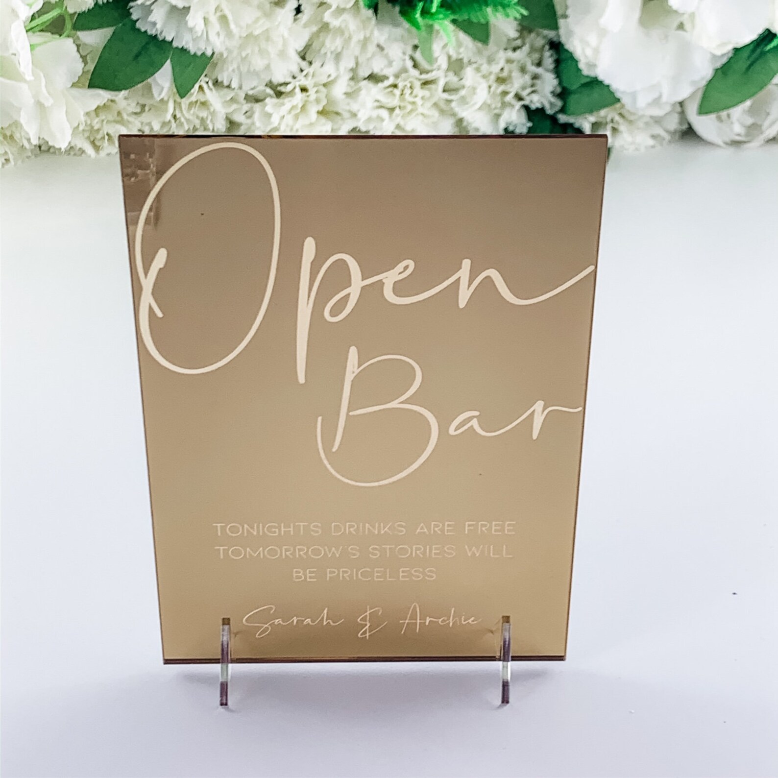 Open Bar Sign Gold Mirror Bar Sign Tonight's Drinks are Etsy