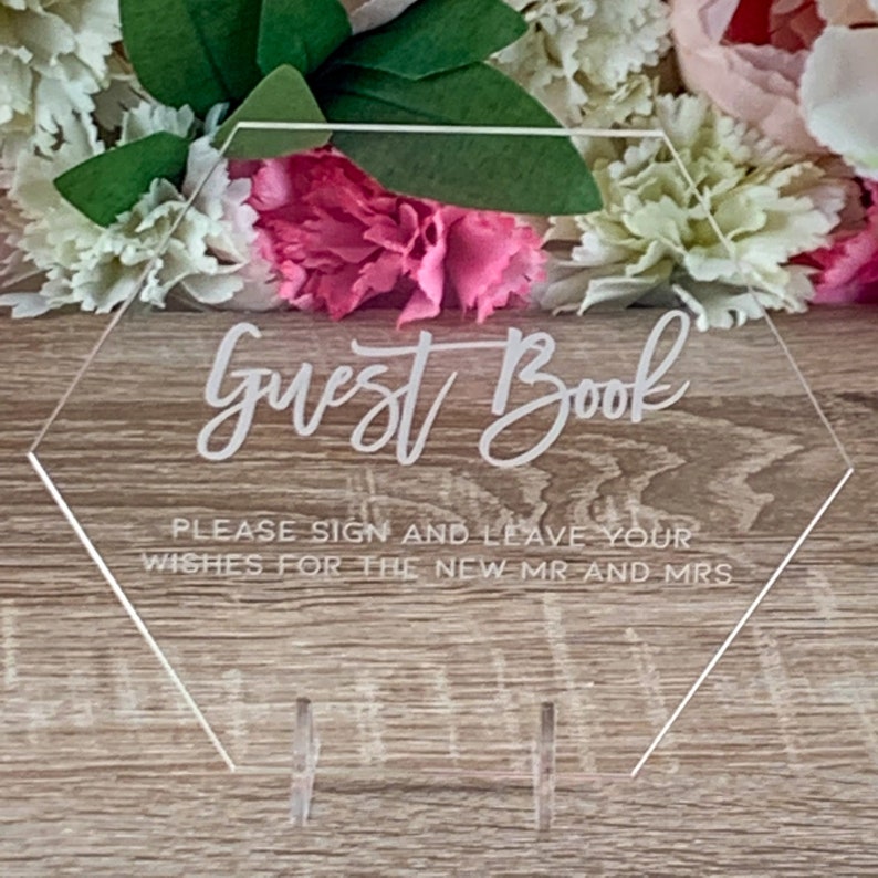 Acrylic Wedding Guest Book Sign Guestbook Plaque Acrylic Etsy