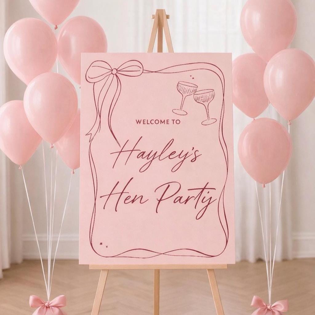 Personalised Hen Do Banner – Add Name & Photo – Multicoloured Paper Wall Poster, 800mm