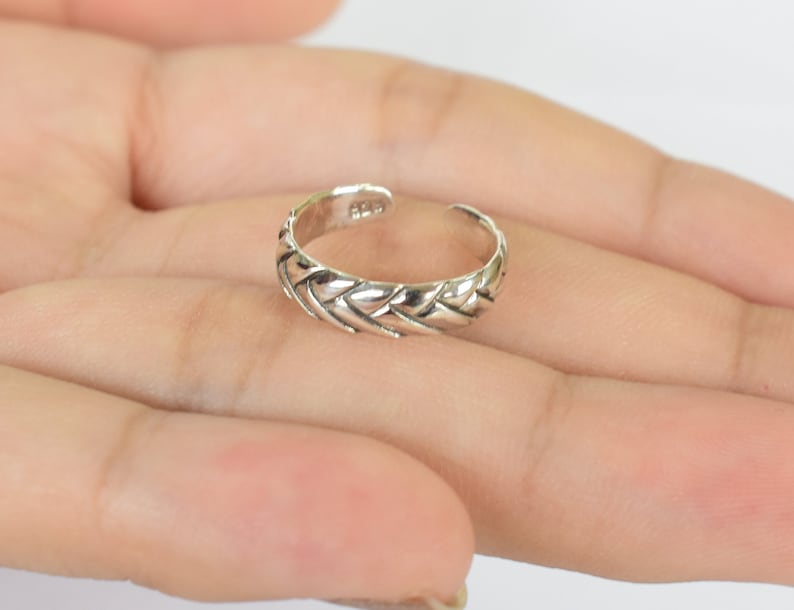 Midi Ring Braided Band Toe Ring Knuckle Ring Solid Silver Toe Ring 925 Sterling Silver Pinkie Finger Band PCT53 Foot Jewelry