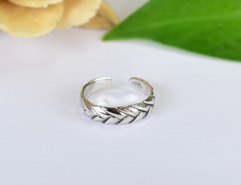 Midi Ring Braided Band Toe Ring Knuckle Ring Solid Silver Toe Ring 925 Sterling Silver Pinkie Finger Band PCT53 Foot Jewelry