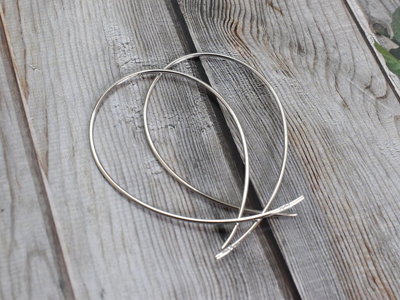 14k Gold Plated Over Silver PCE149 Minimal Earring Arc Ear Threader Long Threader Earring Long Wire Dangle Gold Silver Earring