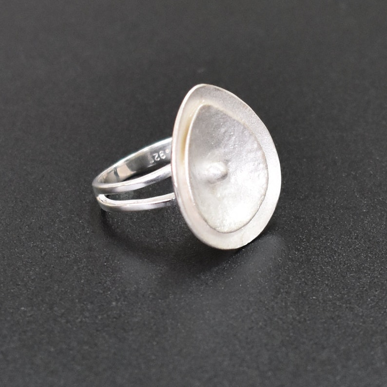 Sterling Silver Organic Ring 925 Silver Rich Polish Ring Unique Ring- PCR49 Pear Silver Ring Boho Gift Plain Silver Statement Ring