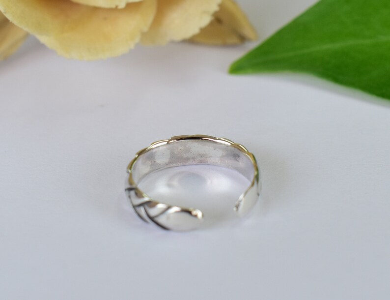 Midi Ring Braided Band Toe Ring Knuckle Ring Solid Silver Toe Ring 925 Sterling Silver Pinkie Finger Band PCT53 Foot Jewelry