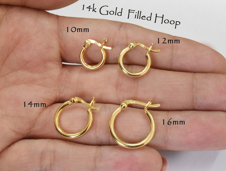 14k Gold Filled 2mm Tube Tiny Small Hoop Earring 10mm 12mm | Etsy