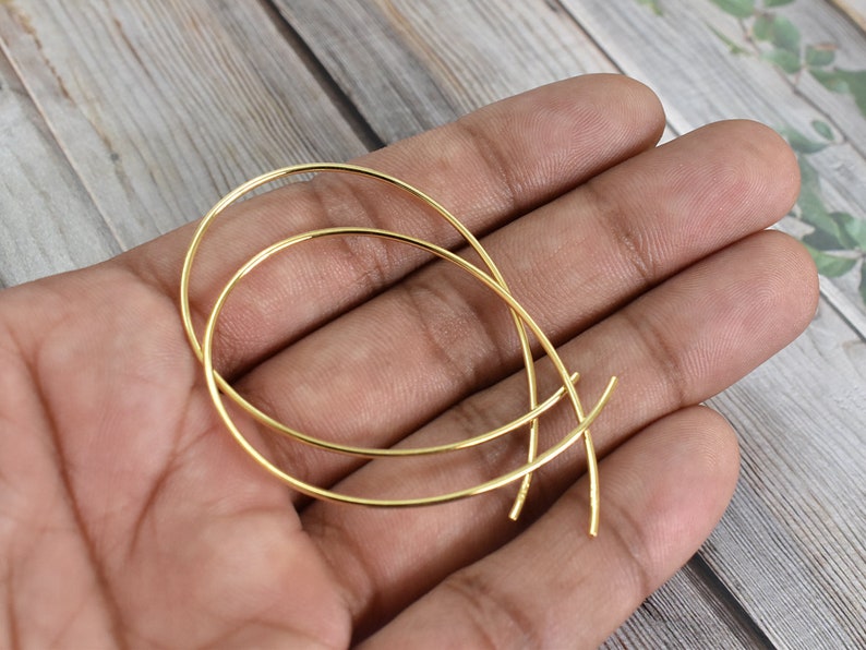 14k Gold Plated Over Silver PCE149 Minimal Earring Arc Ear Threader Long Threader Earring Long Wire Dangle Gold Silver Earring