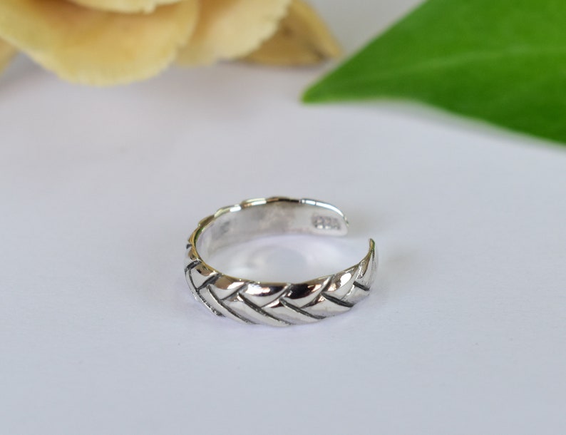 Midi Ring Braided Band Toe Ring Knuckle Ring Solid Silver Toe Ring 925 Sterling Silver Pinkie Finger Band PCT53 Foot Jewelry