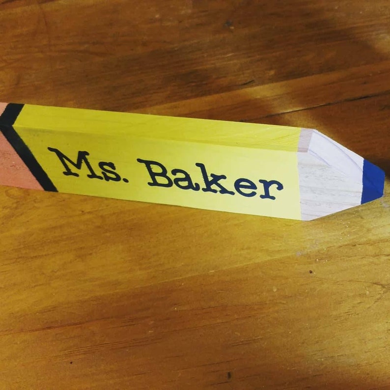 All Wood Hand Painted Teacher Name Plate Desk Plate Etsy