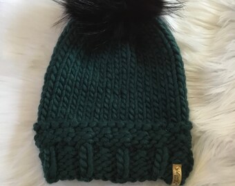 The "HURTS"  Philadelphia Eagles Hand Knit Luxury Hat with Fur Pom