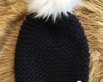 PENN STATE - Dark Navy Blue Hand Knit Hat - Deep rich color...Get your Nittany Lion ON!!!