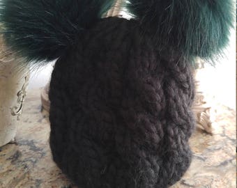 Baby EAGLES Hat!  Twice the fun - Double the trouble - with this Luxury Hand Knit Eagles Hat - and not just 1 but 2 Pom Poms!