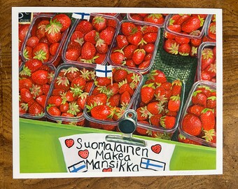 Sweet Finnish Strawberries (Helsinki Farmers Market) 8x10 Art Print