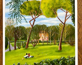 Picnic in Villa Borghese 8x10 Art Print