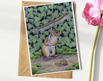 Postcard - Art Print - Mouse Painting - Whimsical Art - Fantasy Painting - Cottagecore - A6 Prints - Woodland Animal Prints - Wall Art