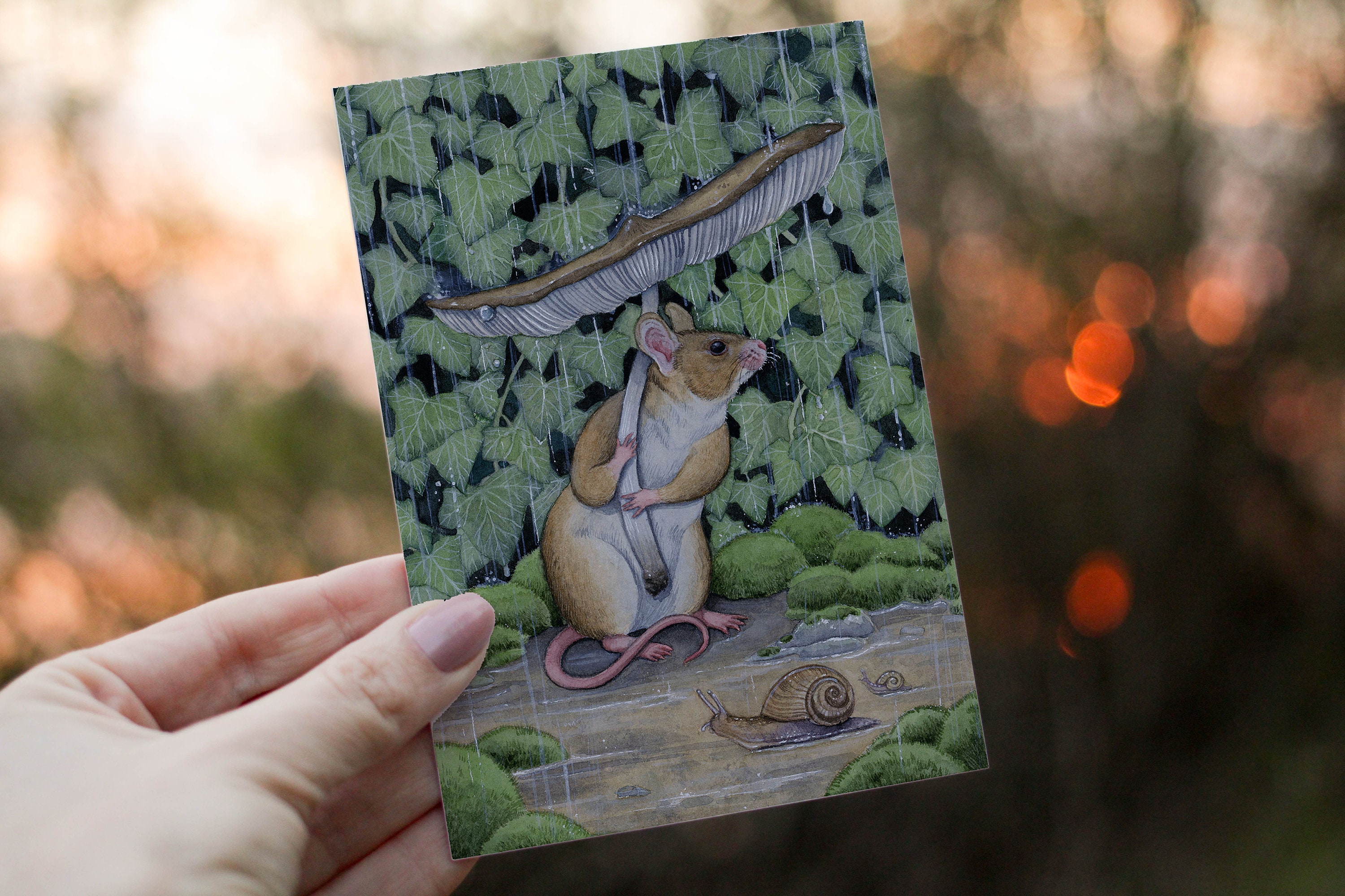 Postcard Art Print Mouse Painting Whimsical Art - Etsy