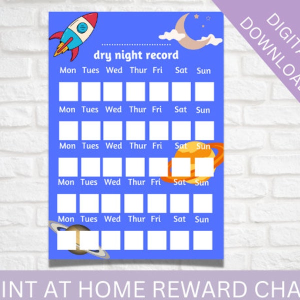 Dry Night Chart Boys Etsy