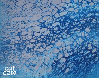 8 x 10 Pintura de acrílico rosa y azul