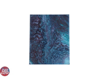 8 x 10 Pintura abstracta de acrílico fluido por vertido en lienzo preestirado