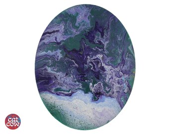 16 x 20 Pintura fluida acrílica en un lienzo ovalado estirado