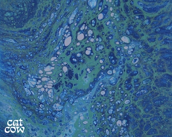 8 x 10 Pintura de acrílico rosa y azul