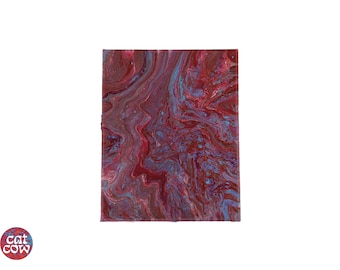 8 x 10 Pintura de acrílico fluido rojo y azul con acabado mate