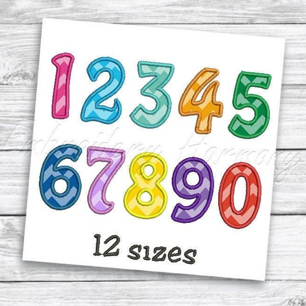 Numbers Applique Design - Birthday Numbers Embroidery Applique, Numbers Embroidery Design, Number 0-9 Machine Embroidery Designs