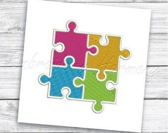 Autismo conciencia rompecabezas piezas de diseño de bordado - 6 TAMAÑOS máquina de bordar archivo digital - Descarga instantánea