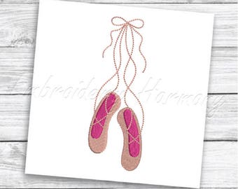 Ballet shoes embroidery design, Ballet slippers embroidery design, ballerina machine embroidery design, dancer shoes embroidery file 5 SIZES