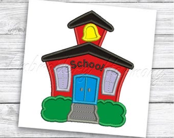 School Applique design - 4 SIZES machine embroidery file INSTANT DOWNLOAD