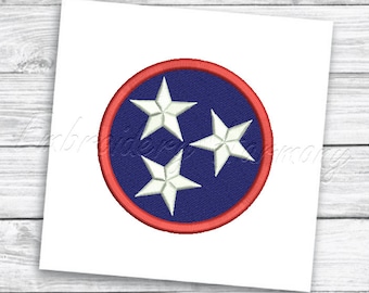 Tennessee Tristar flag embroidery design - 8 SIZES machine embroidery file - INSTANT DOWNLOAD