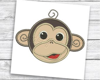 Monkey Applique design - 5 SIZES machine embroidery file INSTANT DOWNLOAD