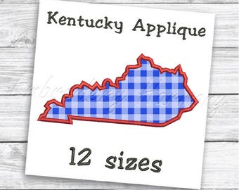 Kentucky state outline Applique design - 12 SIZES machine embroidery file - INSTANT DOWNLOAD