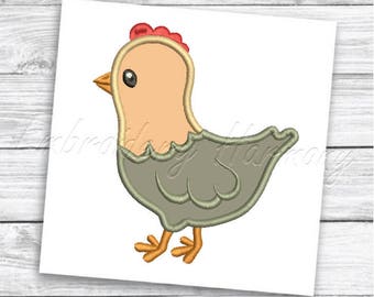 Hen Applique design - 4 SIZES machine embroidery file INSTANT DOWNLOAD