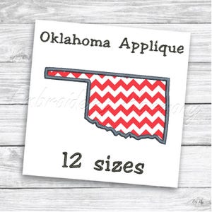 Oklahoma outline Applique design - 12 SIZES machine embroidery file - INSTANT DOWNLOAD