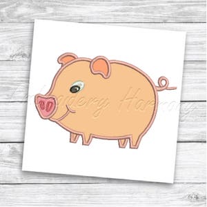 Pig Applique design - 4 SIZES machine embroidery file INSTANT DOWNLOAD