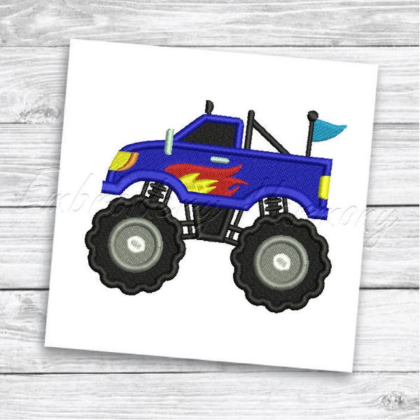 Monster Truck embroidery design 2 - fill stitch - 5 SIZES machine embroidery file INSTANT DOWNLOAD