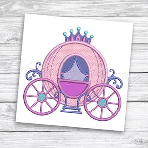 Princess Carriage Applique design - 5 SIZES machine embroidery file INSTANT DOWNLOAD