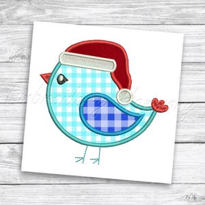 Bird with Santa hat Applique design - 3 SIZES machine embroidery file INSTANT DOWNLOAD