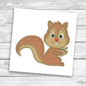 Squirrel Applique embroidery design - 3 SIZES machine embroidery file INSTANT DOWNLOAD